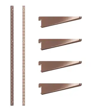 Click Here To Enlarge This Photo Of KTSAC08/48 Rothley Twin Slot Shelving Kit In Antique Copper 220mm Brackets (x4) & 1220mm Uprights (x2)