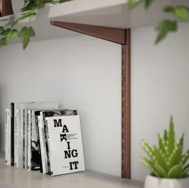 Click Here To Enlarge This Photo Of KTSBC08/48 Rothley Twin Slot Shelving Kit In Bright Copper 220mm Brackets (x4) & 1220mm Uprights (x2)