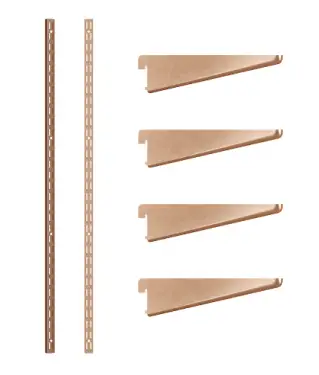 Click Here To Enlarge This Photo Of KTSBC08/48 Rothley Twin Slot Shelving Kit In Bright Copper 220mm Brackets (x4) & 1220mm Uprights (x2)
