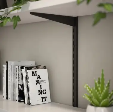 Click Here To Enlarge This Photo Of KTSMB04/48 Rothley Twin Slot Shelving Kit In Matt Black 120mm Brackets (x4) & 1220mm Uprights (x2)