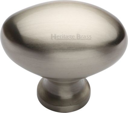 Click Here To Enlarge This Photo Of C114 38-SN Heritage Brass Cabinet Knob Victorian Oval Design 38mm Satin Nickel Finish