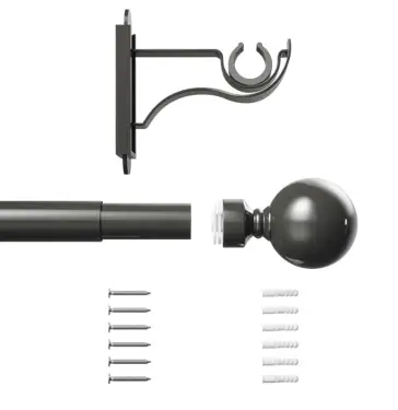Click Here To Enlarge This Photo Of CELGMSOGM Rothley Extendable Curtain Pole Kit 1650-3000mm Gun Metal with Orb
