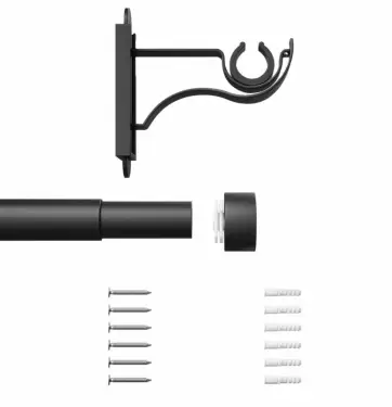 Click Here To Enlarge This Photo Of CELMBSFMB Rothley Extendable Curtain Pole Kit 1650-3000mm Matt Black with Stud