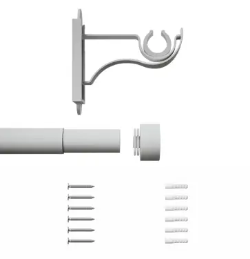 Click Here To Enlarge This Photo Of CESMWSFMW Rothley Extendable Curtain Pole Kit 710-1200mm Matt White with Stud