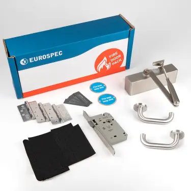 Click Here To Enlarge This Photo Of FDPC4 - Carlisle Brass Eurospec FD30 Commercial Fire Door Pack - Lever with DIN Latch