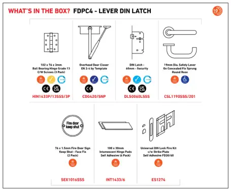 Click Here To Enlarge This Photo Of FDPC4 - Carlisle Brass Eurospec FD30 Commercial Fire Door Pack - Lever with DIN Latch