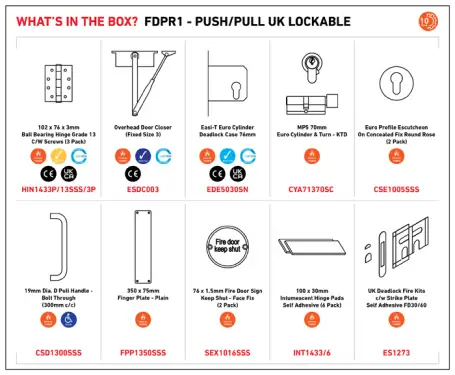 Click Here To Enlarge This Photo Of FDPR1 - Carlisle Brass Eurospec FD30 Residential Fire Door Pack - Push/Pull with Euro Deadlock