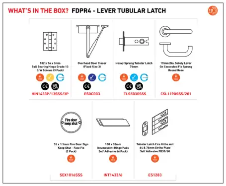 Click Here To Enlarge This Photo Of FDPR4 - Carlisle Brass Eurospec FD30 Residential Fire Door Pack - Lever with Tubular Latch
