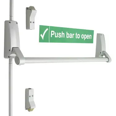 Click Here To Enlarge This Photo Of BRITON 376.SE Single Door Push Bar Vertical Panic Bolt - Silver
