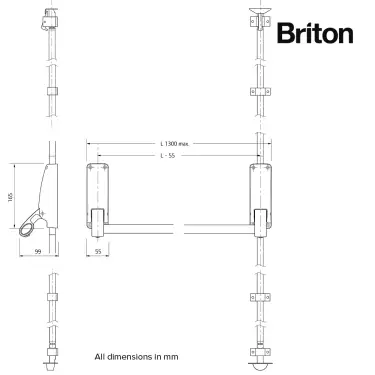 Click Here To Enlarge This Photo Of BRITON 376.SE Single Door Push Bar Vertical Panic Bolt - Silver