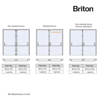 Click Here To Enlarge This Photo Of BRITON 376.SE Single Door Push Bar Vertical Panic Bolt - Silver