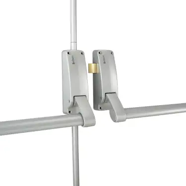 Click Here To Enlarge This Photo Of BRITON 377.SE Double Rebated Door Push Bar Panic Exit Set - Silver