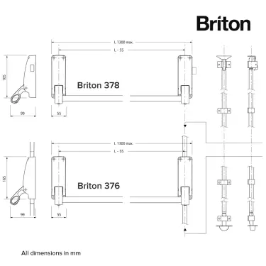 Click Here To Enlarge This Photo Of BRITON 377.SE Double Rebated Door Push Bar Panic Exit Set - Silver