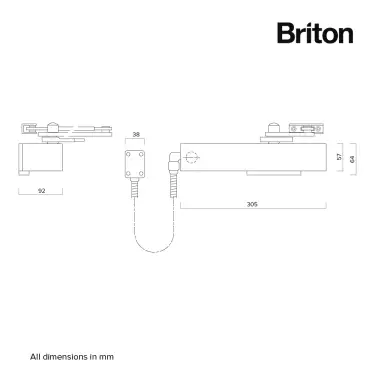 Click Here To Enlarge This Photo Of BRITON 9963/66 Fixed Power Size 3 Electromagnetic Hold Open/Free Swing Door Closer - Silver (Fig 66 - Push Side Mounted)