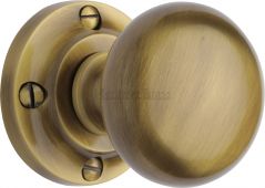 V980-AT Heritage Brass Mortice Knob on Rose Victoria Design Antique Brass Finish