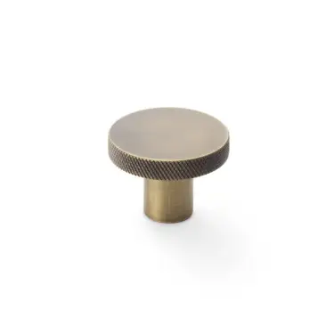 Click Here To Enlarge This Photo Of AW802-38-AB - Alexander & Wilks Hanover Knurled Circular Cupboard Knob 38mm - Antique Bronze