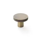 AW802-38-AB - Alexander & Wilks Hanover Knurled Circular Cupboard Knob 38mm - Antique Bronze