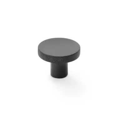 Click Here To Enlarge This Photo Of AW802-38-BL - Alexander & Wilks Hanover Knurled Circular Cupboard Knob 38mm - Black