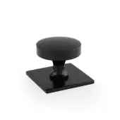 AW835-38-BL - Alexander & Wilks Bullion Cupboard Knob on Square Backplate - Black