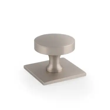 Click Here To Enlarge This Photo Of AW835-38-SN - Alexander & Wilks Bullion Cupboard Knob on Square Backplate - Satin Nickel