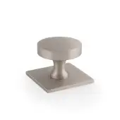 AW835-38-SN - Alexander & Wilks Bullion Cupboard Knob on Square Backplate - Satin Nickel