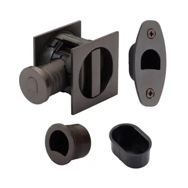 Click Here To Enlarge This Photo Of SQ2801-50-MB Heritage Brass Tubular Hook Lock with Square Flush Privacy Turn & Release Matt Bronze
