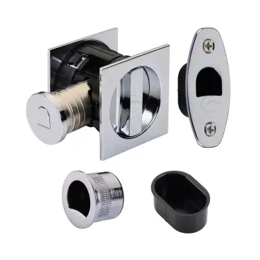 Click Here To Enlarge This Photo Of SQ2801-50-PC Heritage Brass Tubular Hook Lock with Square Flush Privacy Turn & Release Polished Chrome