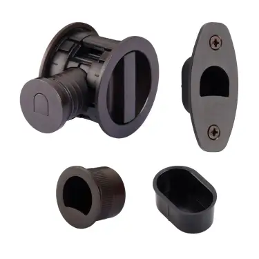 Click Here To Enlarge This Photo Of RD2801-50-MB Heritage Brass Tubular Hook Lock with Round Flush Privacy Turn & Release Matt Bronze