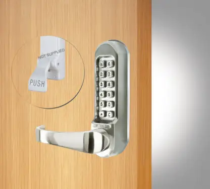 Click Here To Enlarge This Photo Of Codelocks CL505 SS PK Heavy Duty Mechanical Digital Lock with Code Free Option (Front Plate Only for use with Panic Hardware) - Stainless Steel