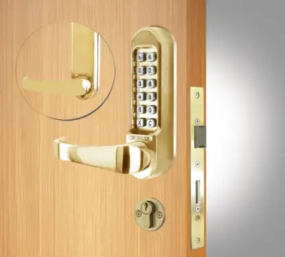 Click Here To Enlarge This Photo Of Codelocks CL520 PB Heavy Duty Mechanical Digital Lock with Anti-Panic Mortice Lock - Polished Brass