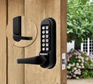 Codelocks CL515 BK MG Heavy Duty Mechanical Digital Lock with 60mm Tubular Latch & Code Free Option - Black Marine Grade