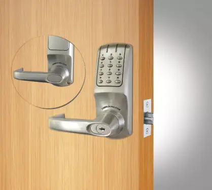 Click Here To Enlarge This Photo Of Codelocks CL5010 BS BB Back to Back Heavy Duty Electronic Digital Lock with 60mm Tubular Latch, Key Override & Code Free Option - Brushed Steel