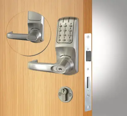 Click Here To Enlarge This Photo Of Codelocks CL5020 BS Heavy Duty Electronic Digital Lock with Anti-Panic Mortice Lock, Key Override & Code Free Option - Brushed Steel