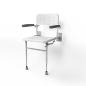 130203/WH Fitzroy of London Wall Mounted Shower Seat with Support Legs, Back & Arm Rests - White