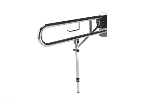 Click Here To Enlarge This Photo Of 211580/SP Fitzroy of London 800mm Lift and Lock Hinged Support Rail (Stainless Steel) with Exposed Fixings, Support Legs & Integral Toilet Roll Holder - Polished