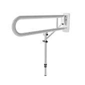 211980/WH Fitzroy of London 800mm Lift and Lock Hinged Support Rail (Stainless Steel) with Exposed Fixings & Support Legs - White (RAL 9016)
