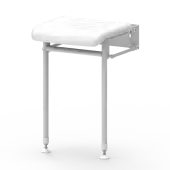 214/WH Fitzroy of London Wall Mounted Compact Hinged Padded Shower Seat (Stainless Steel) with Support Legs - White