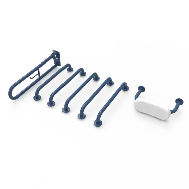 Click Here To Enlarge This Photo Of 230004/DB Fitzroy of London (Rail Only) Doc M Toilet Pack (Mild Steel) with Concealed Fixings & Back Rest Rail - Dark Blue (RAL 5011)