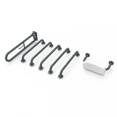 Click Here To Enlarge This Photo Of 230004/DG Fitzroy of London (Rail Only) Doc M Toilet Pack (Mild Steel) with Concealed Fixings & Back Rest Rail - Dark Grey (RAL 7016)