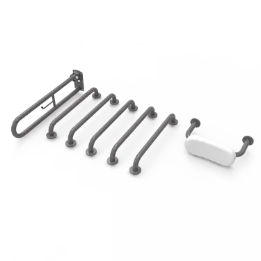 Click Here To Enlarge This Photo Of 230004/GY Fitzroy of London (Rail Only) Doc M Toilet Pack (Mild Steel) with Concealed Fixings & Back Rest Rail - Grey (RAL 7005)