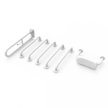 Click Here To Enlarge This Photo Of 230004/WH Fitzroy of London (Rail Only) Doc M Toilet Pack (Mild Steel) with Concealed Fixings & Back Rest Rail - White