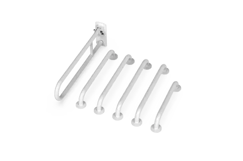 Click Here To Enlarge This Photo Of 230005/WH Fitzroy of London (Rail Only) Doc M Toilet Pack (Stainless Steel) with Concealed Fixings - White