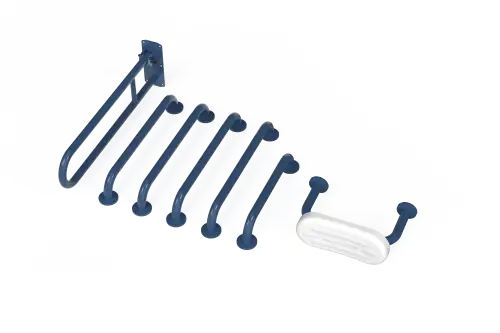 Click Here To Enlarge This Photo Of 230006/DB Fitzroy of London (Rail Only) Doc M Toilet Pack (Stainless Steel) with Concealed Fixings & Back Rest Rail - Dark Blue