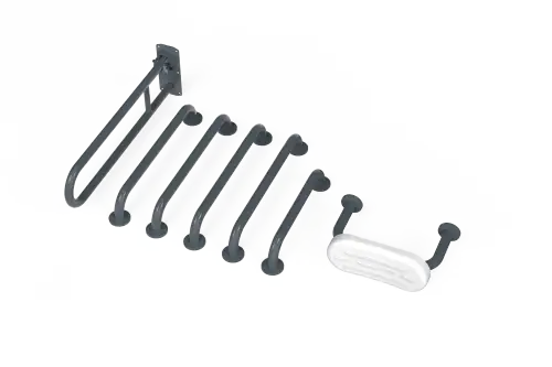 Click Here To Enlarge This Photo Of 230006/DG Fitzroy of London (Rail Only) Doc M Toilet Pack (Stainless Steel) with Concealed Fixings & Back Rest Rail - Dark Grey (RAL 7016)