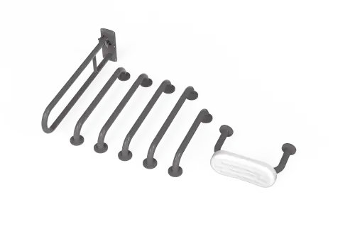 Click Here To Enlarge This Photo Of 230006/GY Fitzroy of London (Rail Only) Doc M Toilet Pack (Stainless Steel) with Concealed Fixings & Back Rest Rail - Grey (RAL 7005)
