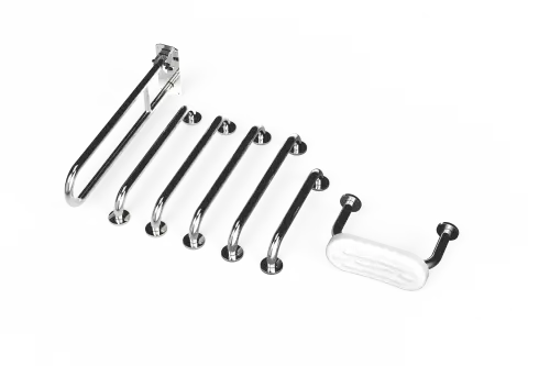 Click Here To Enlarge This Photo Of 230006/SP Fitzroy of London (Rail Only) Doc M Toilet Pack (Stainless Steel) with Concealed Fixings & Back Rest Rail - Polished