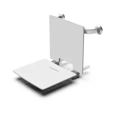 Click Here To Enlarge This Photo Of 331004/WH Fitzroy of London Removable Contemporary Slimline Wall Mounted Shower Seat with Back Rest and White Pads