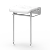 B-214PCW Fitzroy of London Wall Mounted Compact Hinged Padded Shower Seat (Mild Steel) with Support Legs - White