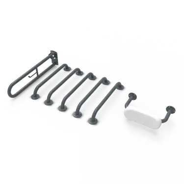 Click Here To Enlarge This Photo Of BLLDMT-0/DG Fitzroy of London (Rail Only) Doc M Toilet Pack (Mild Steel) with Exposed Fixings & Back Rest - Dark Grey (RAL 7016)