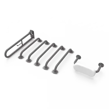 Click Here To Enlarge This Photo Of BLLDMT-0/GY Fitzroy of London (Rail Only) Doc M Toilet Pack (Mild Steel) with Exposed Fixings & Back Rest - Grey (RAL 7005)